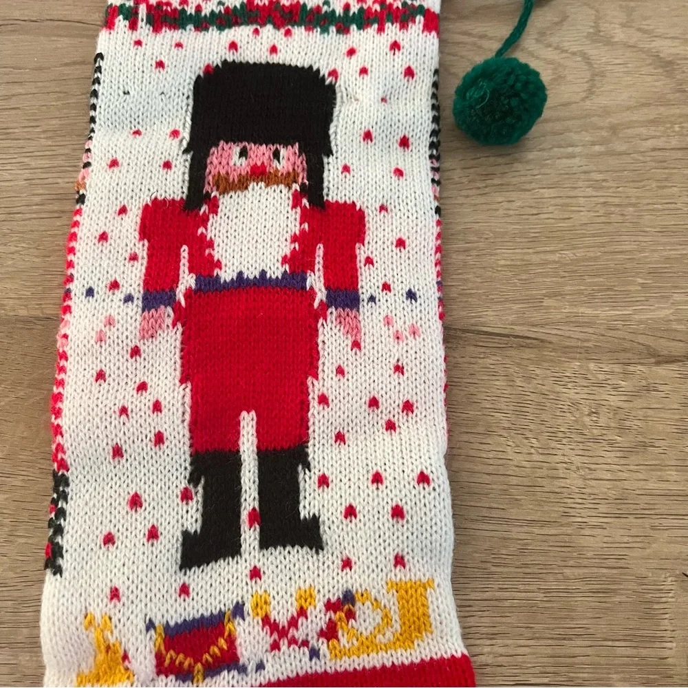 Red Knit Christmas Stocking - Nutcracker‎ 21”